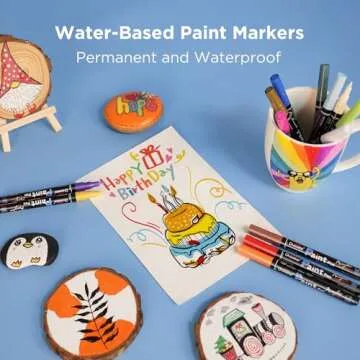 Overseas Paint Pens Paint Markers - 12 Colors Permanent Markers Acrylic Paint Pens, Water Based, 0.7mm Extra Fine Assorted Color Waterproof Marker Pen for Wood, Metal, Rock, Plastic, Glass, Canvas