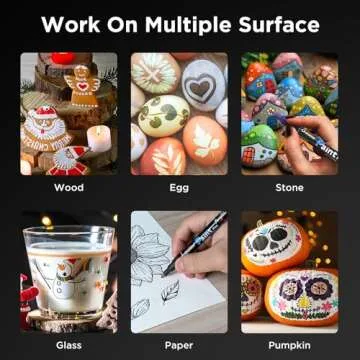 Overseas Paint Pens Paint Markers - 12 Colors Permanent Markers Acrylic Paint Pens, Water Based, 0.7mm Extra Fine Assorted Color Waterproof Marker Pen for Wood, Metal, Rock, Plastic, Glass, Canvas