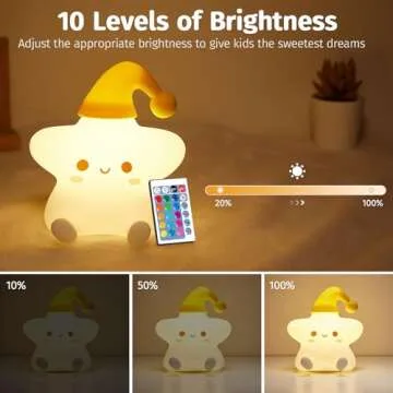 Mubarek Cute Star Night Light, Remote 10 Level Dimmable Star Lights for Bedroom, Rechargeable Lamp Star Lamp, Silicone Squishy Cute Star Light Up Stars, Kawaii Girls Night Light Star Gifts Stars Decor