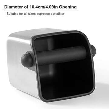 CAFEMASY Espresso Grounds Knock Box Mini Durable Stainless Steel Coffee Grind Knock Box with Removable Knock Bar and Non-slip Base