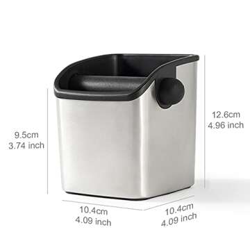 CAFEMASY Espresso Grounds Knock Box Mini Durable Stainless Steel Coffee Grind Knock Box with Removable Knock Bar and Non-slip Base