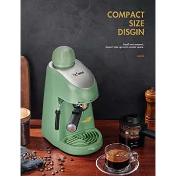 Yabano Espresso Machine, 3.5Bar Espresso Coffee Maker, Espresso and Cappuccino Machine with Milk Frother, Espresso Maker with Steamer (Green)