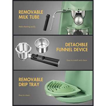 Yabano Espresso Machine, 3.5Bar Espresso Coffee Maker, Espresso and Cappuccino Machine with Milk Frother, Espresso Maker with Steamer (Green)