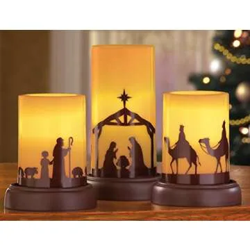 LED Flameless Nativity Scene Candles for Christmas Decor