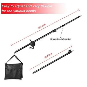 Emart 45W Dimmable Overhead Softbox Led Boom Arm Hairlight, Photography Photo Boom Light Stand w/Sandbag Setup, Adjustable Double Color Daylight Soft Box Set Continuous Studio Lighting Kit