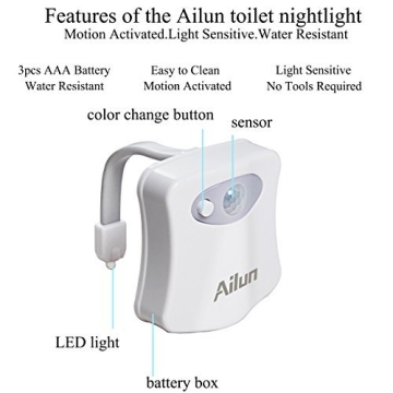 Ailun Toilet Night Light 3-Pack Motion Activated LED