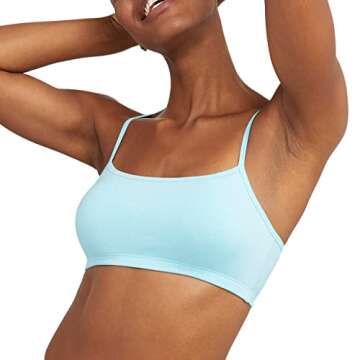Hanes Women's Bralette, Breathable Pullover Bra, Crop Top, Solid or Assorted, 3-Pack, Denim Jacket/Concrete Heather/Ultra Blue, Small