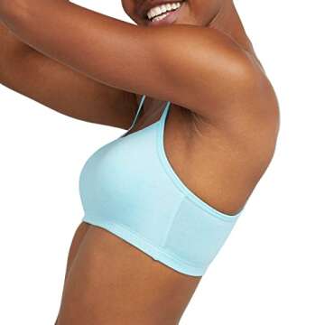 Hanes Women's Bralette, Breathable Pullover Bra, Crop Top, Solid or Assorted, 3-Pack, Denim Jacket/Concrete Heather/Ultra Blue, Small