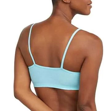 Hanes Women's Bralette, Breathable Pullover Bra, Crop Top, Solid or Assorted, 3-Pack, Denim Jacket/Concrete Heather/Ultra Blue, Small