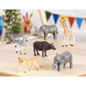 Terra by Battat – 6Pcs 4-5" Wild Life Set – Animal Figurines Include Elephants, Lioness, Zebra, Giraffe & Water Buffalo – Realistic Toy Figures for Kids 3 Years+
