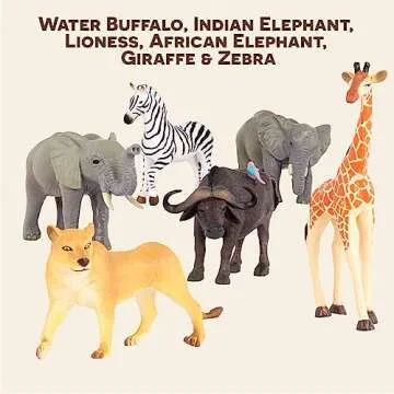 Terra by Battat – 6Pcs 4-5" Wild Life Set – Animal Figurines Include Elephants, Lioness, Zebra, Giraffe & Water Buffalo – Realistic Toy Figures for Kids 3 Years+