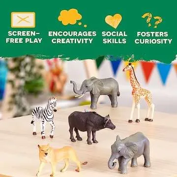 Terra by Battat – 6Pcs 4-5" Wild Life Set – Animal Figurines Include Elephants, Lioness, Zebra, Giraffe & Water Buffalo – Realistic Toy Figures for Kids 3 Years+