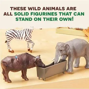 Terra by Battat – 6Pcs 4-5" Wild Life Set – Animal Figurines Include Elephants, Lioness, Zebra, Giraffe & Water Buffalo – Realistic Toy Figures for Kids 3 Years+