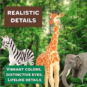 Terra by Battat – 6Pcs 4-5" Wild Life Set – Animal Figurines Include Elephants, Lioness, Zebra, Giraffe & Water Buffalo – Realistic Toy Figures for Kids 3 Years+