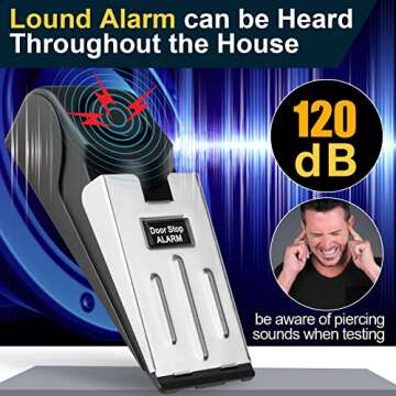 Door Stop Alarm Home Security, 2 Pack Travel Security Wedge Door Stoppers for Bottom of Door with 120dB Loud, Anti-Slip Floor Mount Doorstop Stops Door from Opening, for Hotel Room Apartment Safety