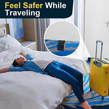 Door Stop Alarm Home Security, 2 Pack Travel Security Wedge Door Stoppers for Bottom of Door with 120dB Loud, Anti-Slip Floor Mount Doorstop Stops Door from Opening, for Hotel Room Apartment Safety