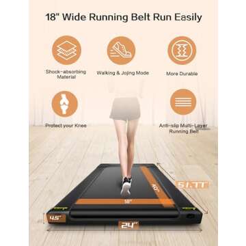 RHYTHM FUN Walking Pad, Treadmill Under Desk with Wide Belt 2.5HP Portable Walking Treadmill Under Desk for Home and Office, Installation-Free Standing Desk Treadmill with Remote Control (Black)
