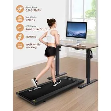 RHYTHM FUN Walking Pad, Treadmill Under Desk with Wide Belt 2.5HP Portable Walking Treadmill Under Desk for Home and Office, Installation-Free Standing Desk Treadmill with Remote Control (Black)