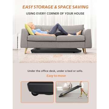 RHYTHM FUN Walking Pad, Treadmill Under Desk with Wide Belt 2.5HP Portable Walking Treadmill Under Desk for Home and Office, Installation-Free Standing Desk Treadmill with Remote Control (Black)