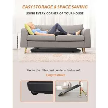 RHYTHM FUN Walking Pad, Treadmill Under Desk with Wide Belt 2.5HP Portable Walking Treadmill Under Desk for Home and Office, Installation-Free Standing Desk Treadmill with Remote Control (Black)