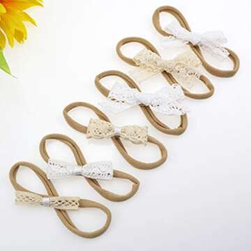 Nylon Headbands Lace Hair Bow and Bands Elastic Accessories for Baby Girls Newborn Toddler Infant by...