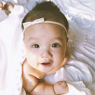 Comfortable Nylon Lace Hair Bow Headbands for Babies