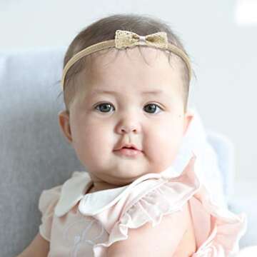 Comfortable Nylon Lace Hair Bow Headbands for Babies
