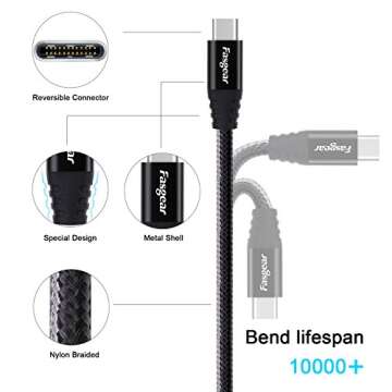 Fasgear USB C to Micro USB Cable 1m Nylon Braided Type C to Micro USB Cord Compatible with Galaxy S7/S6, HTC One/10 and More (Black, 3ft)