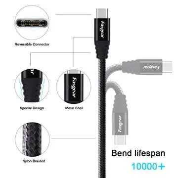 Fasgear USB C to Micro USB Cable 1m Nylon Braided Type C to Micro USB Cord Compatible with Galaxy S7/S6, HTC One/10 and More (Black, 3ft)