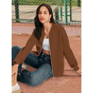 Stylish MEROKEETY Women's Fall Zipper Sweatshirt Jacket
