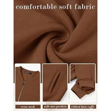 Stylish MEROKEETY Women's Fall Zipper Sweatshirt Jacket