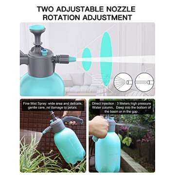 FiveJoy 2L Garden Pump Sprayer, Two Adjustable Nozzles 68oz Sprayer Hand-held Pump Pressure Portable...