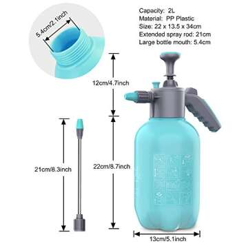 FiveJoy 2L Garden Pump Sprayer with Adjustable Nozzles