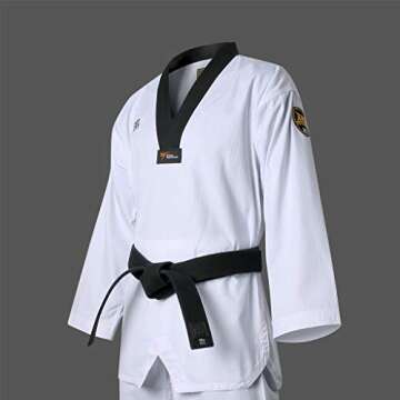 MOOTO Korea Taekwondo MTX S2 Uniform Black V-Neck Dobok MMA Martial arts Karate Basic Training WT Logo (190(Height: 190~199cm)(6.23~6.53ft))