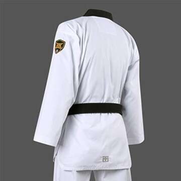 MOOTO Korea Taekwondo MTX S2 Uniform Black V-Neck Dobok MMA Martial arts Karate Basic Training WT Logo (190(Height: 190~199cm)(6.23~6.53ft))