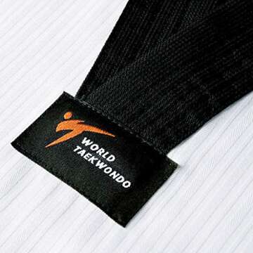 MOOTO Korea Taekwondo MTX S2 Uniform Black V-Neck Dobok MMA Martial arts Karate Basic Training WT Logo (190(Height: 190~199cm)(6.23~6.53ft))