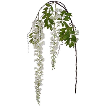Afloral Set of 2: 72" Hanging White Wisteria Branch, Realistic Silk Flowers & Foliage, Floral Branch...
