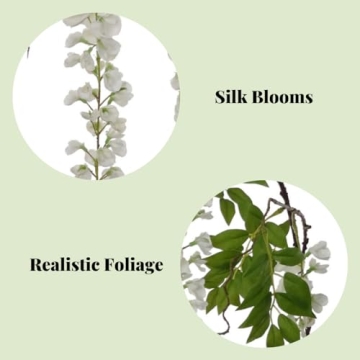Afloral 72" Hanging White Wisteria Branch Set for Decor