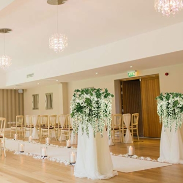 Afloral 72" Hanging White Wisteria Branch Set for Decor