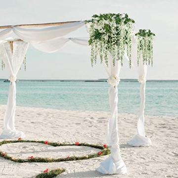 Afloral 72" Hanging White Wisteria Branch Set for Decor