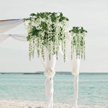 Afloral 72" Hanging White Wisteria Branch Set for Decor