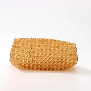 YIFEI Women Colored Transparent Beaded Acrylic Handbag Evening Handmade Bags for Wedding Party (Brown)