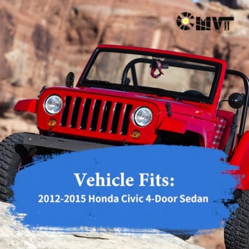 CMVT Auto Window Visors for Honda Civic 4-Door Sedan 2012-2015 - Durable Rain Guards