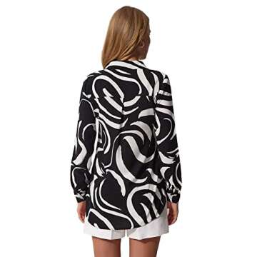 Blouses for Women Fashion, Casual Long Sleeve Button Down Shirts Tops, XS-3XL (Brush Black, Medium)