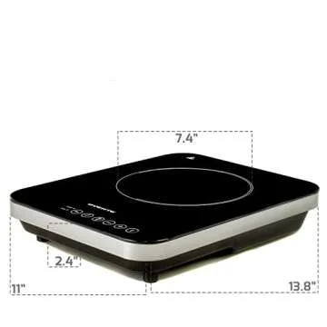 OVENTE Electric Induction Single Burner, 1800W Portable Cooktop with 7.4 Inch Ceramic Hot Plate, 8 Temperature Settings, 5 Timer Levels, LED Digital Display Panel & Auto Shut-Off Function, Black BG61B