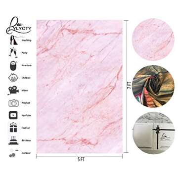 LYLYCTY 5x7ft Light Pink Marble Backdrop Light Pink Marble Physics Texture Photography Background an...