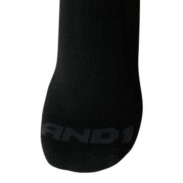 AND1 Men's No Show Socks - 12 Pack Performance Stretch Athletic Compression Socks for Men - Sports Low Cut Socks (6-12.5), Size 6-12.5, Black
