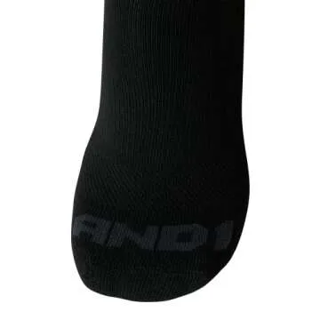 AND1 Men's No Show Socks - 12 Pack Performance Stretch Athletic Compression Socks for Men - Sports Low Cut Socks (6-12.5), Size 6-12.5, Black