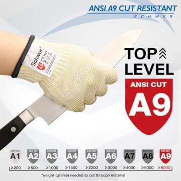 Schwer SlicePro ANSI A9 Cut Resistant Gloves PR1501 for Safe Kitchen Work
