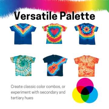 Jacquard Large Tie Dye Kit for Kids and Adults, Pre-Measured, Highly Concentrated Procion MX Dye Colors in Magenta, Turquoise, and Yellow, Soda Ash Dye Fixer Included, Dyes up to 15 Shirts